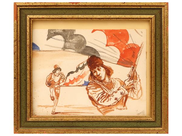 Joseph Sheppard - Personaggio in costume con bandiera francese