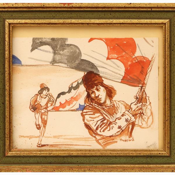 Joseph Sheppard : Character in costume with French flag  (20th century)  - Auction The art of furnishing - Maison Bibelot - Casa d'Aste Firenze - Milano
