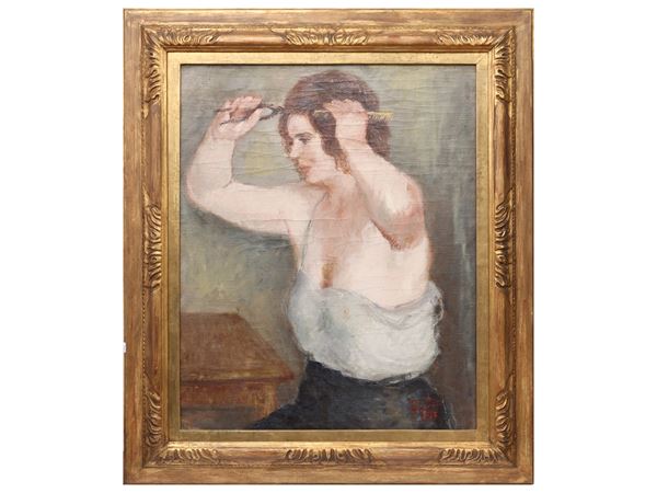 Franco Dani - Woman curling her hair, 1930s