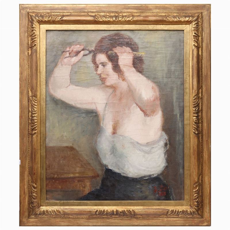 Franco Dani - Donna che Si Arriccia i Capelli Anni Trenta