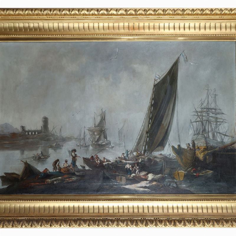 Silvio Zocchi - Veduta di Porto con Velieri