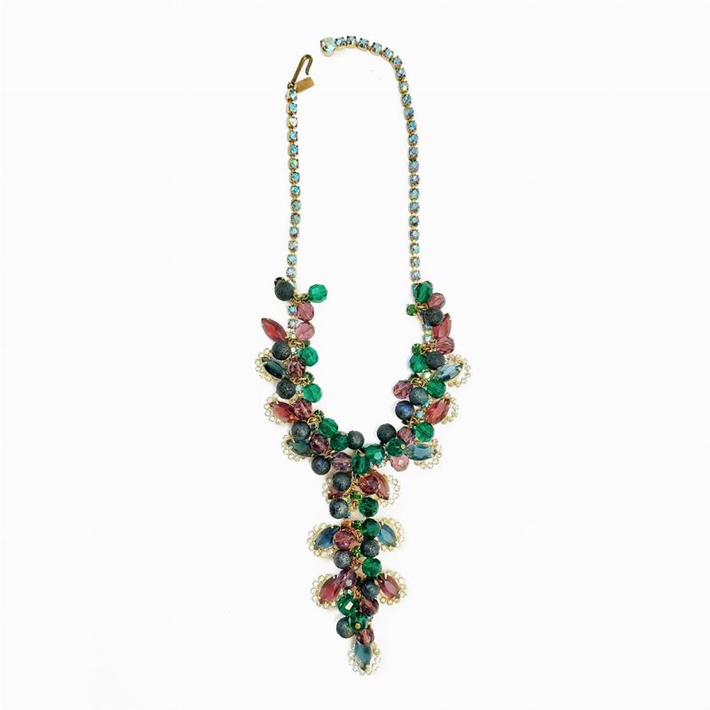 Hattie Carregie, Collana con Perline a Grappolo Verdi e Viola