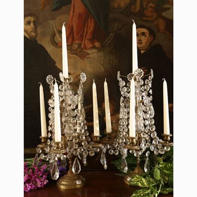 Coppia di Flambeau in Antimonio Dorato