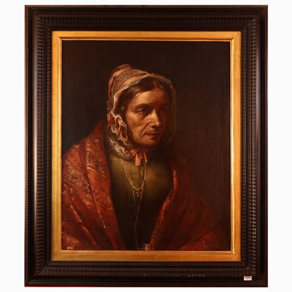 Scuola italiana della fine del XIX secolo - Portrait of woman with headphones