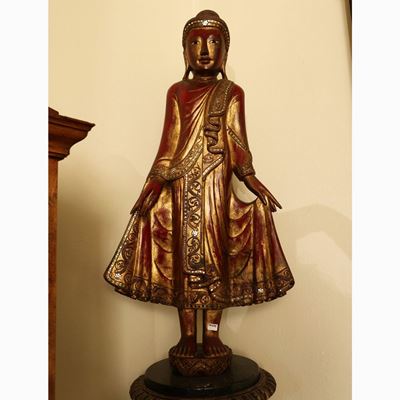 Buddha in Legno Intagliato e Dorato a Mecca