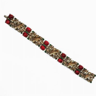 Trifari, Bracciale in Metallo Giallo con Foglie