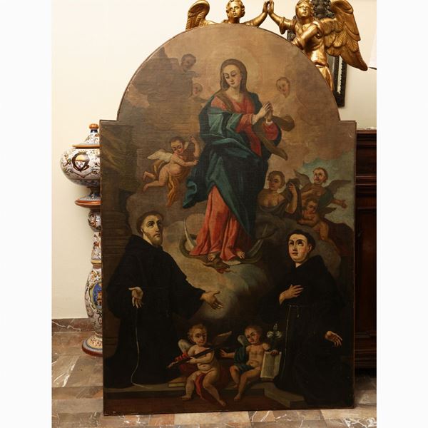 Scuola dell'Italia centrale - Immaculate conception with Saints Francis and Anthony of Padua