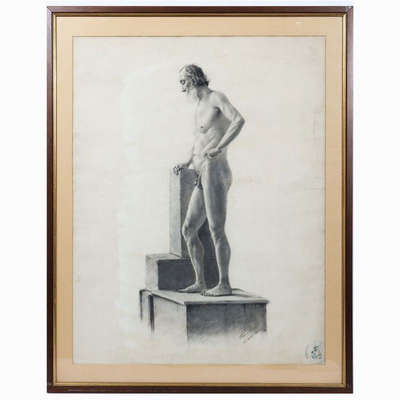 Silvio Zocchi - Nudo Maschile Accademico 1882