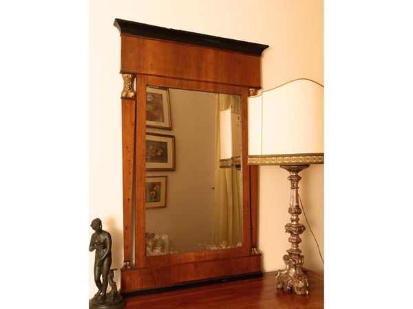 Walnut veneered mirror