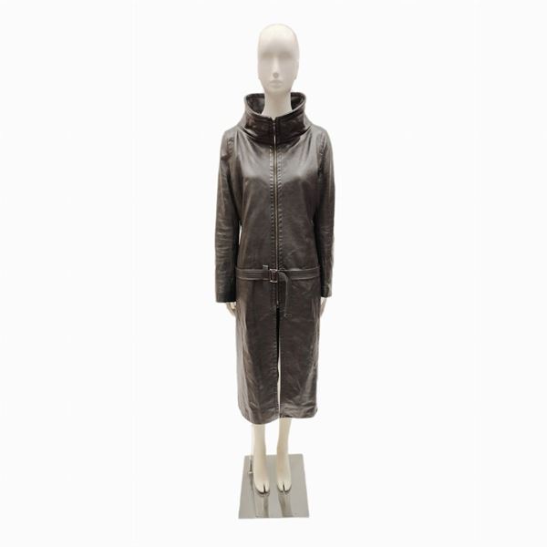 GFF Gianfranco Ferrè, black leather trench coat  - Auction Vintagemania - Maison Bibelot - Casa d'Aste Firenze - Milano