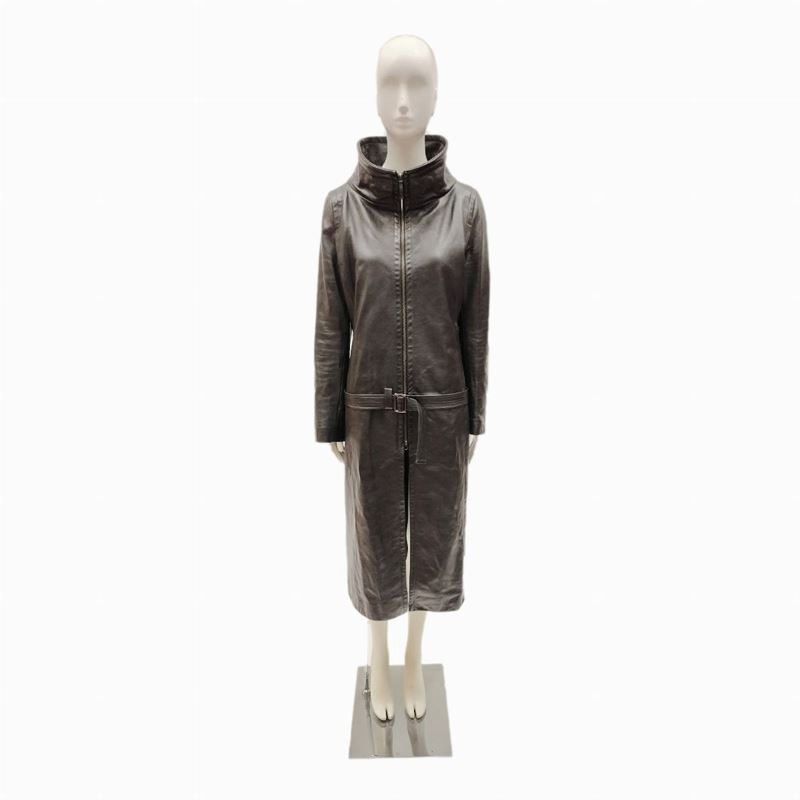 GFF Gianfranco Ferrè, trench in pelle nero