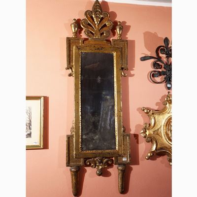 Coppia di Specchiere a Ventola in Legno Intagliato e Dorato