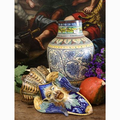 Fioriera Pensile Ad Angolo in Terracotta Smaltata, Cantagalli