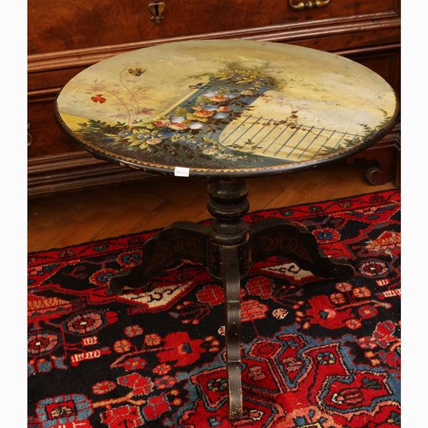 Trompe-l'oeil coffee table in ebonized wood
