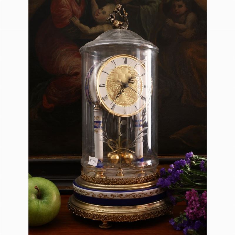 Orologio in Porcellana Dipinta e Metallo Dorato