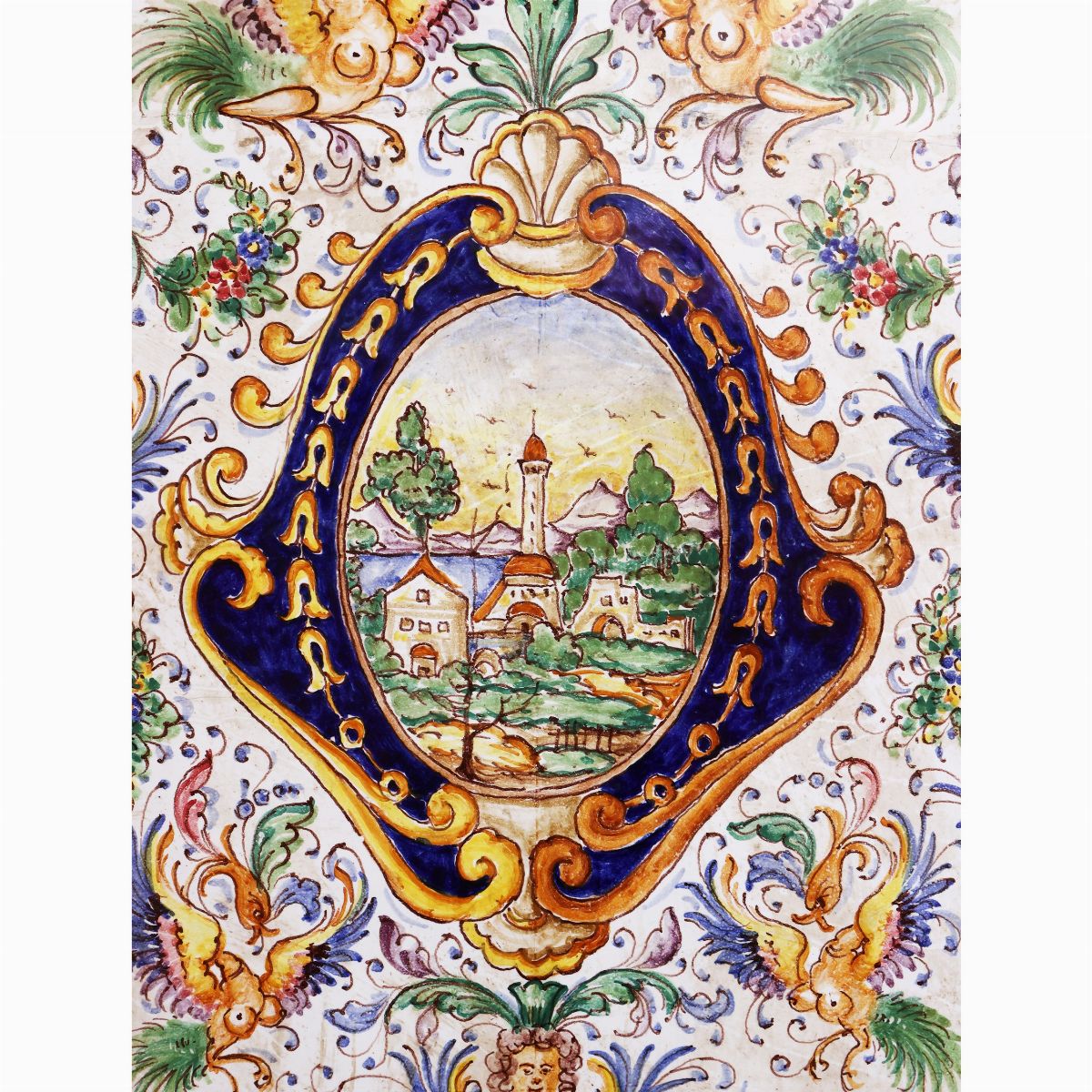 Monumentale Vassoio da Parata in Ceramica, G. Fossi