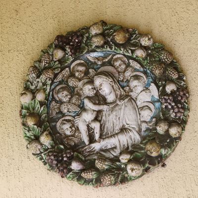 Placca Circolare in Terracotta Smaltata
