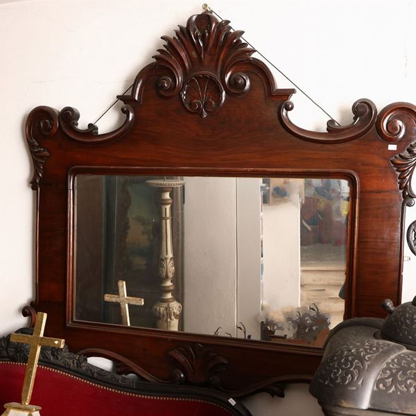 Walnut and walnut feather mantelpiece
