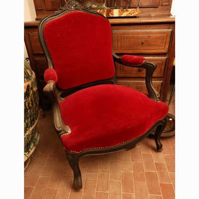 Coppia di Sedie in Legno Intagliato ed Ebanizzato
