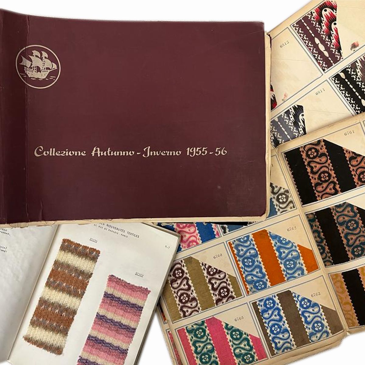 Cartelle campionario tessuti vintage