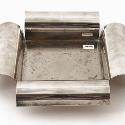 Svuotatasche in Metallo Argentato, Serie Forme Contemporanee, Cleto Munari,