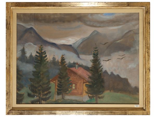 Elisabeth Chaplin - Mountain landscape with hut