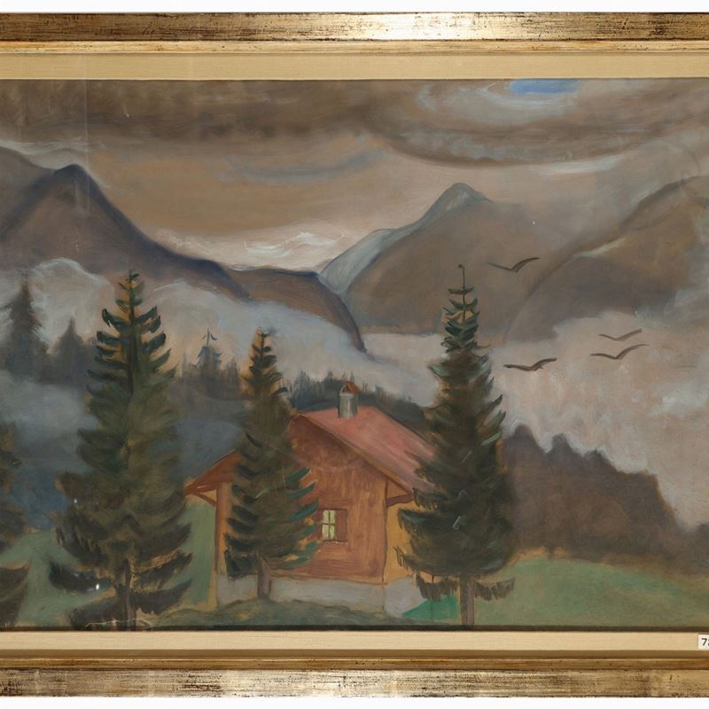 Elisabeth Chaplin - Paesaggio Montano con Baita