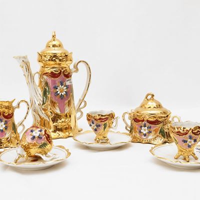 Servizio da Caffè in Porcellana Dorata