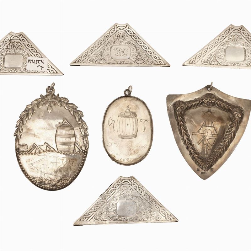 Lotto di Curiosità Massoniche D'epoca in Argento