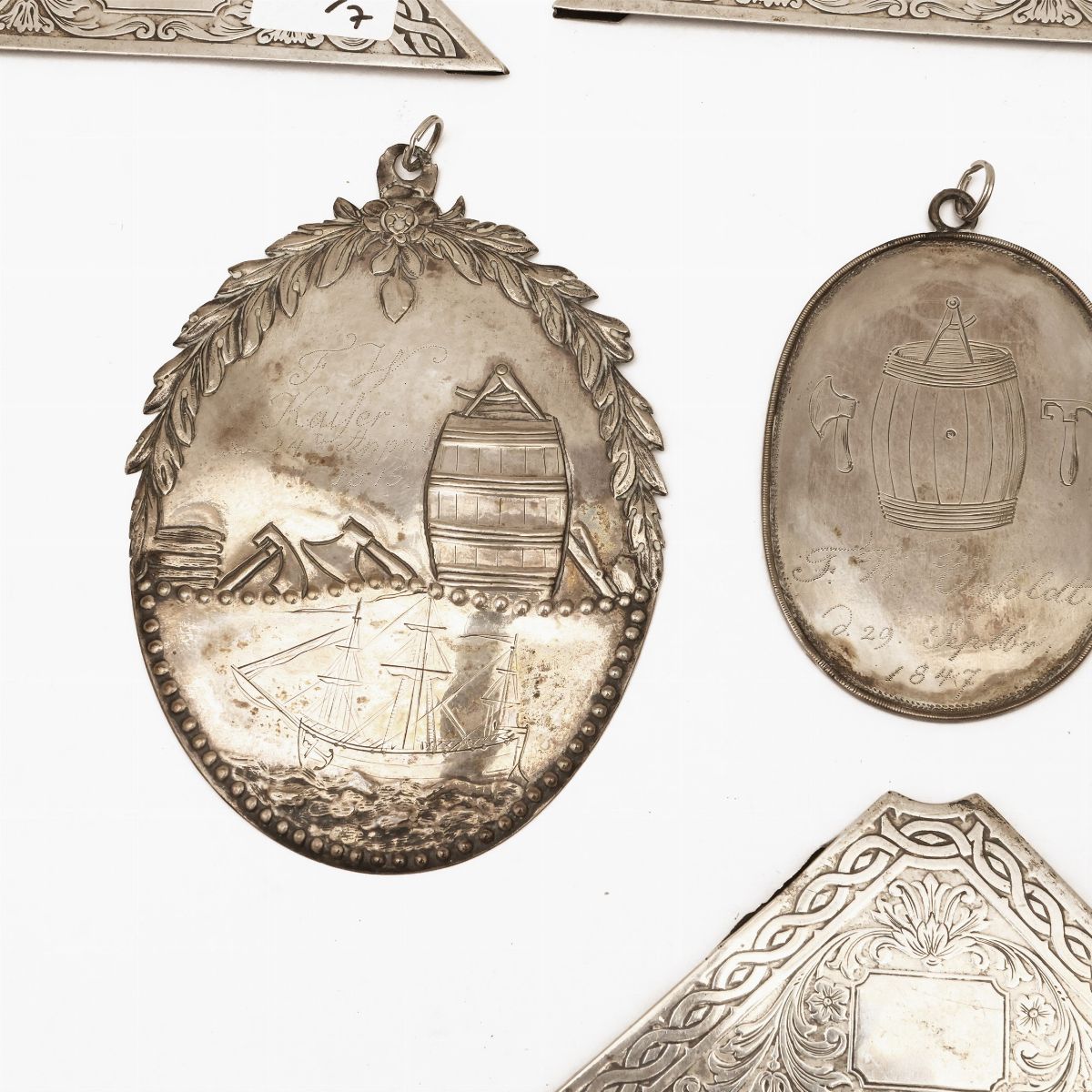 Lotto di Curiosità Massoniche D'epoca in Argento