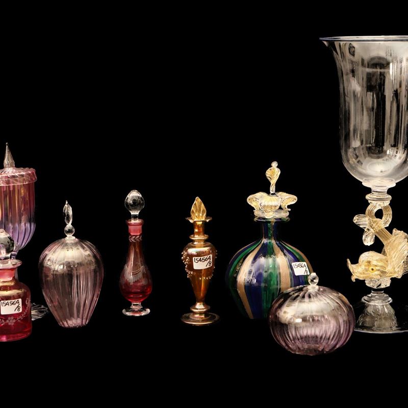 Lotto di Accessori in Vetro Soffiato di Murano