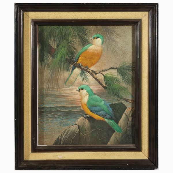 Birds in an early 20th century landscape