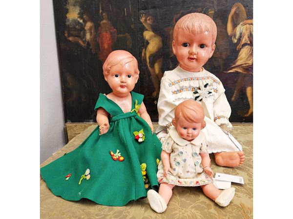 Three celluloid dolls