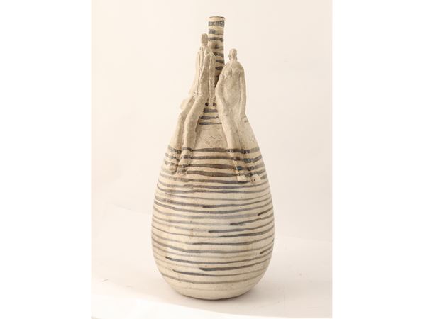 Paolo Staccioli - Vase with glazed ceramic figures, 2003