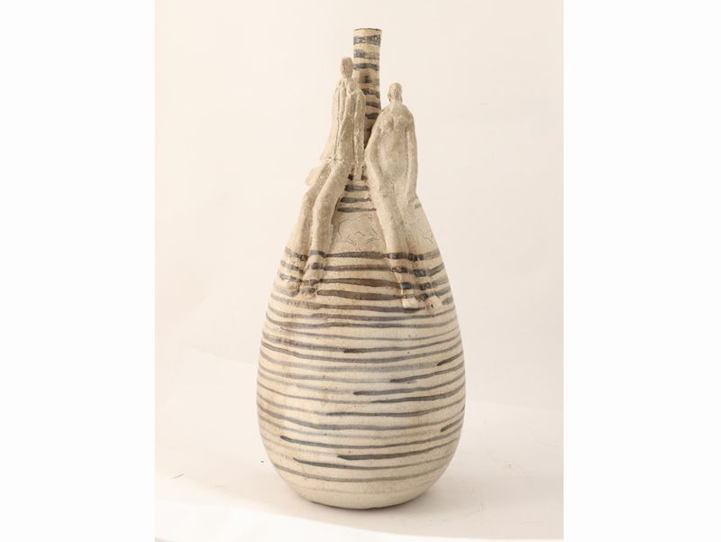 Paolo Staccioli - Vaso con Figure in Ceramica Invetriata, 2003