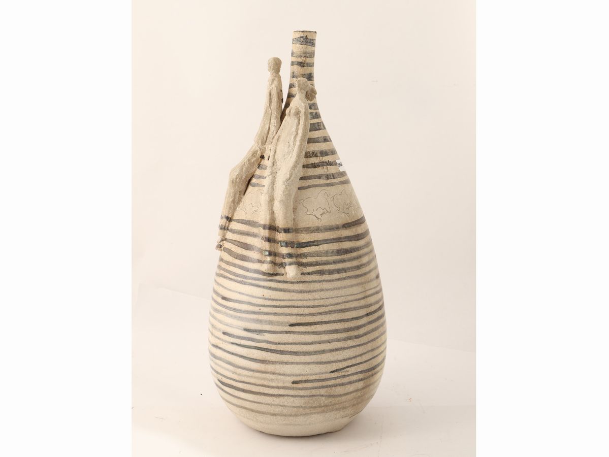 Paolo Staccioli - Vaso con Figure in Ceramica Invetriata, 2003