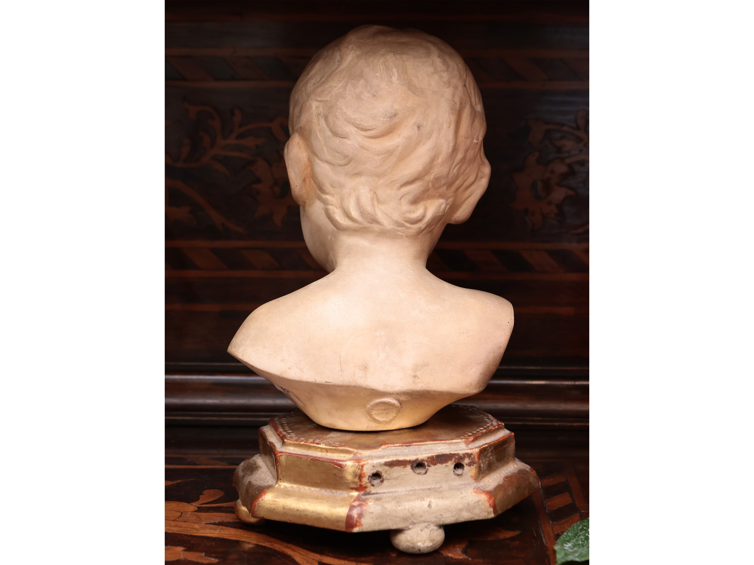 Testa di Bambino in Terracotta Tinta Bianca, Manifattura di Signa