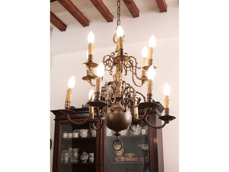 Lampadario Fiammingo in Bronzo