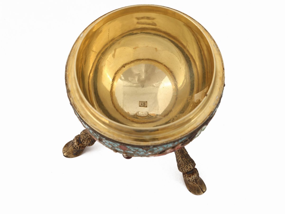 Uovo in Argento e Smalti Policromi Cloisonné