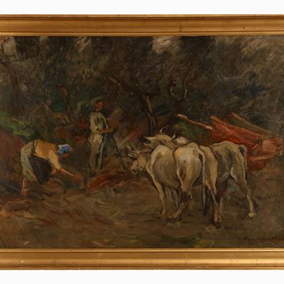 Paesaggio con Contadini e Carro di Buoi