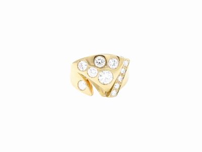 Anello a Fascia in Oro Giallo con Diamanti