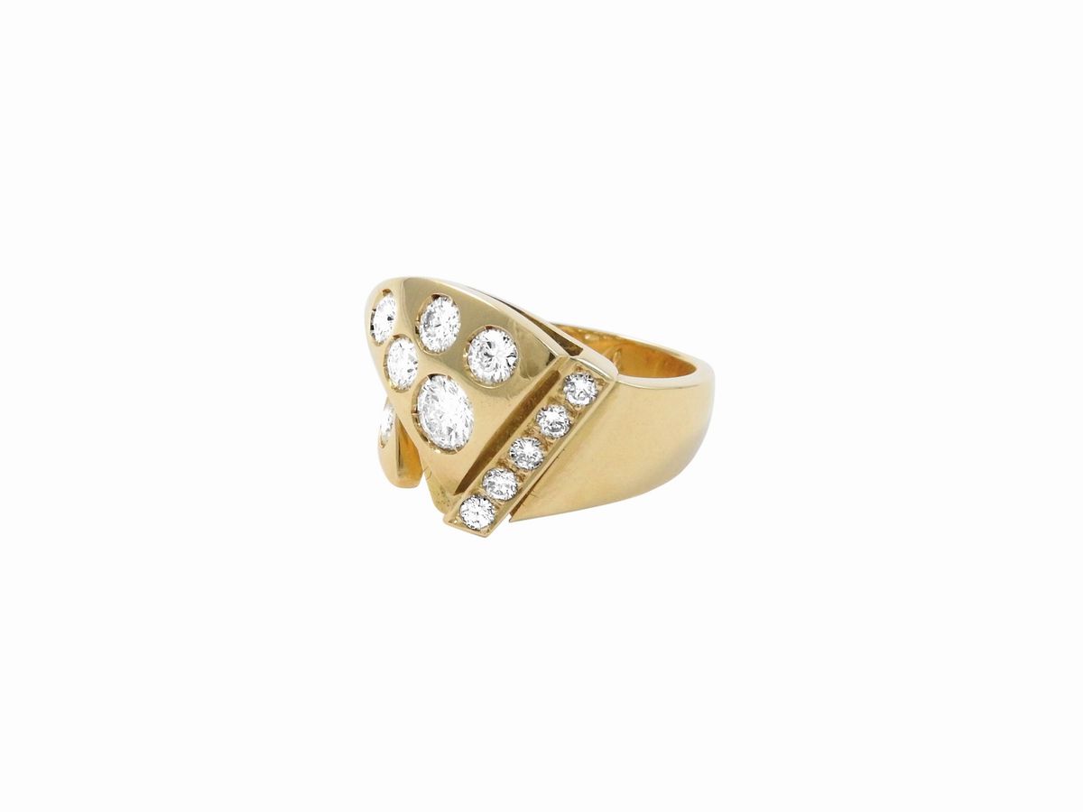 Anello a Fascia in Oro Giallo con Diamanti