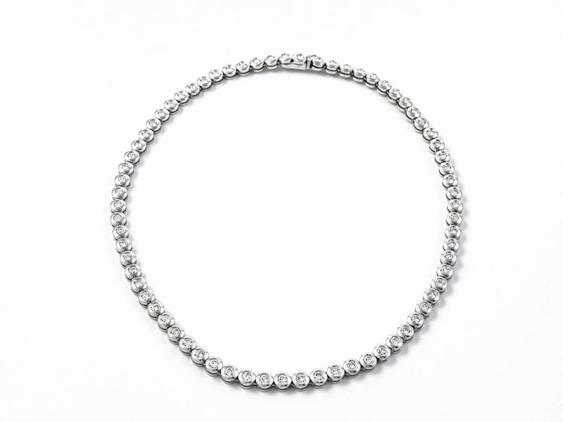 Collana Tennis in Oro Bianco con Diamanti