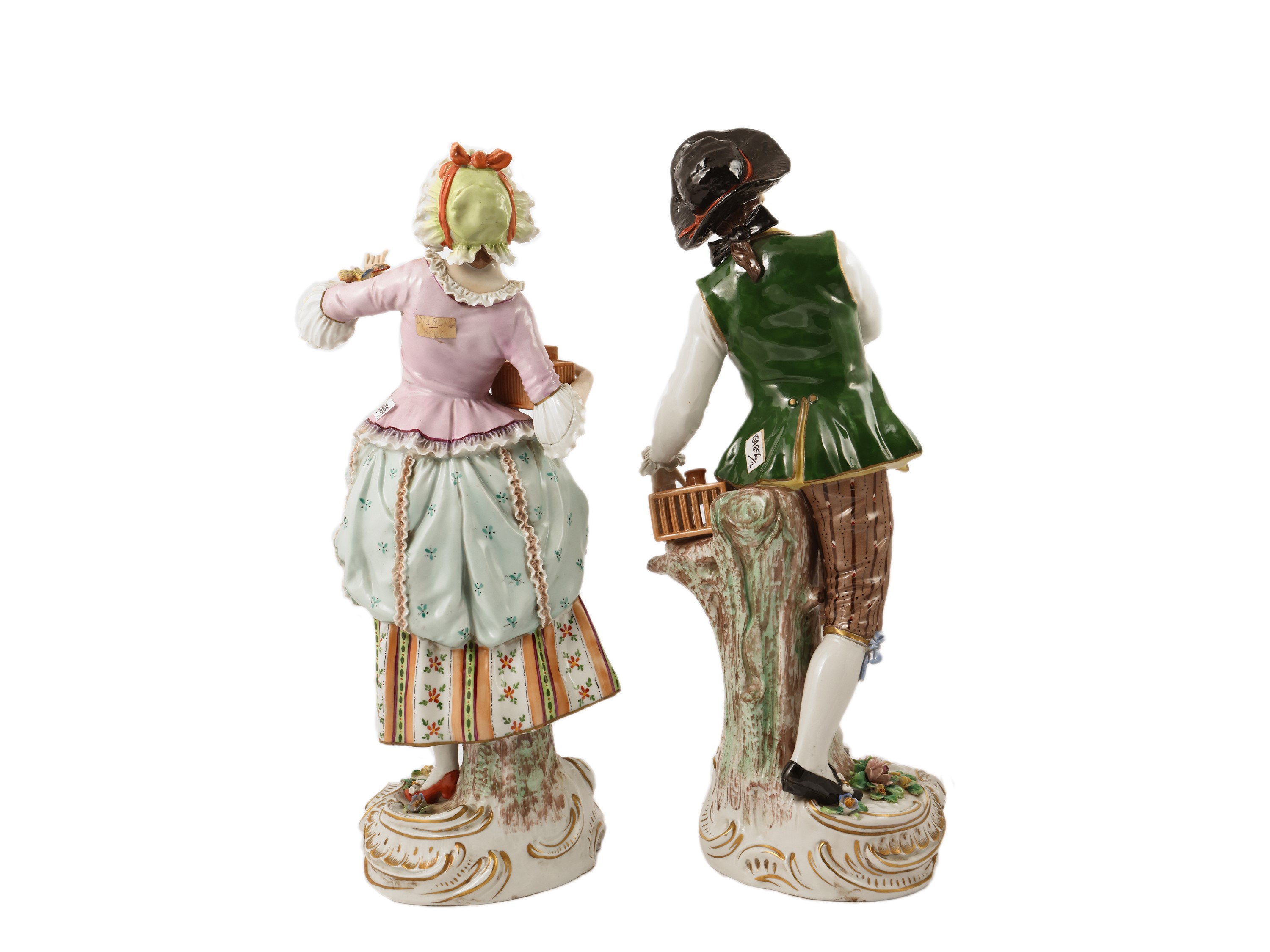 Coppia di Grandi Figure in Porcellana Policroma