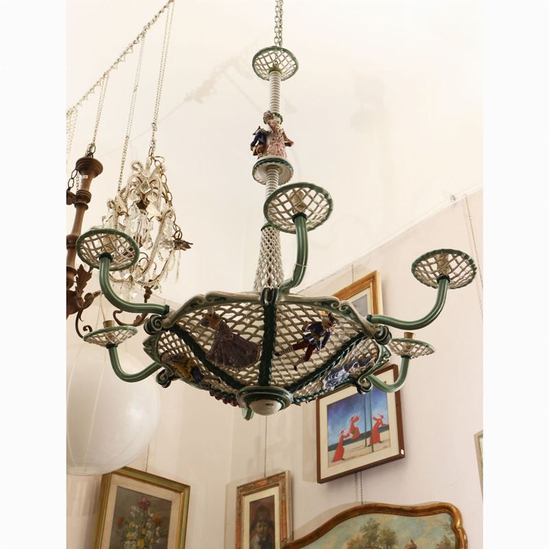 Lampadario in Ceramica Policroma di Bassano