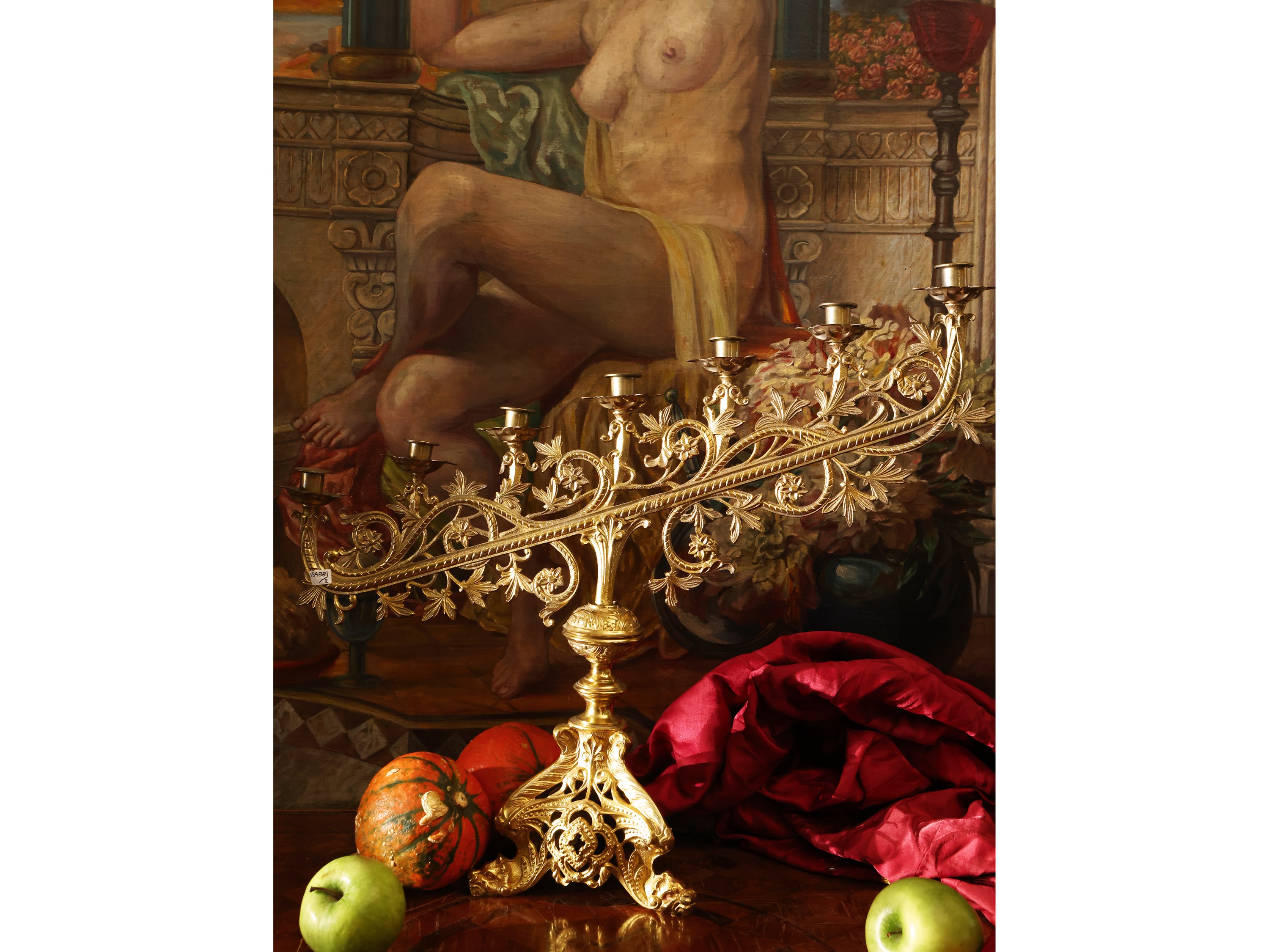 Judaica - Coppia di Grandi Menorah in Metallo Dorato
