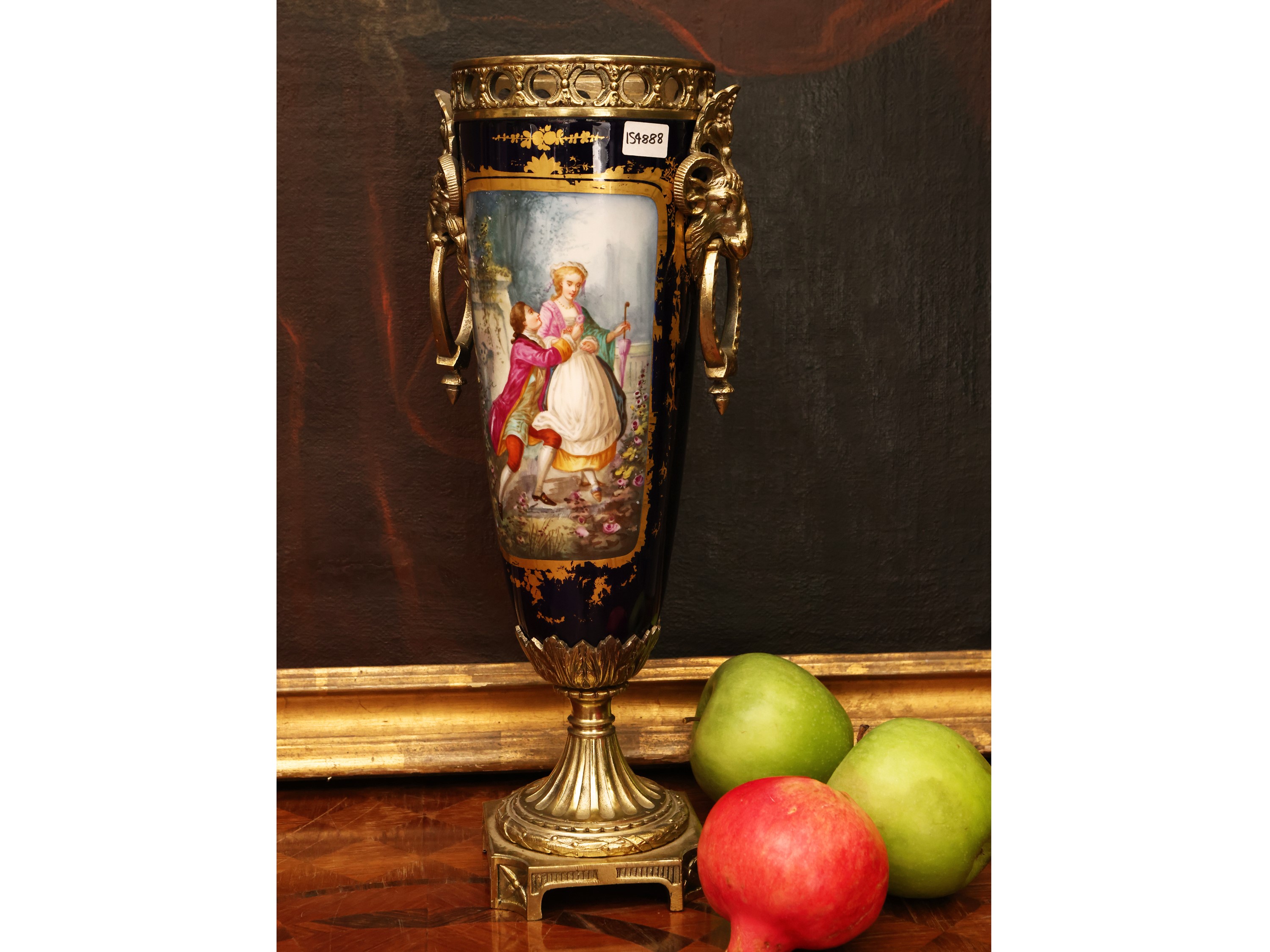Vaso in Porcellana e Metallo Dorato