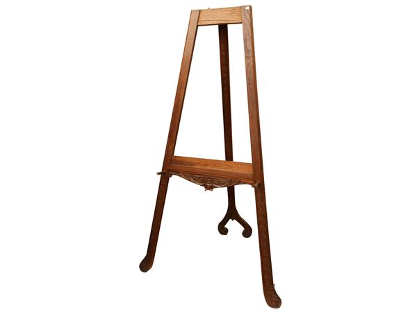 Large walnut display easel