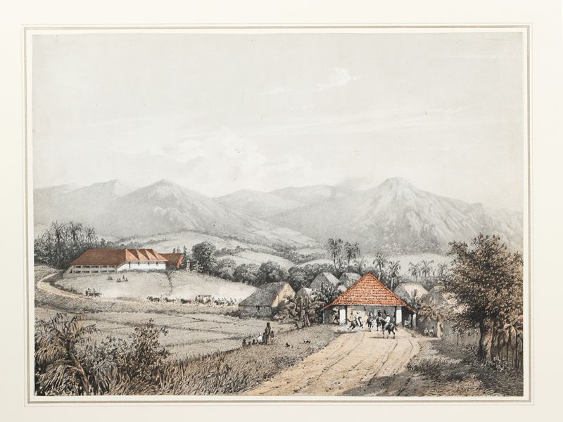 Johan Conrad Greive Jr. - Veduta di Tjileboet - Paesaggio Notturno a Sumadang - Veduta della Stra...