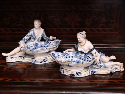 Coppia di Grandi Saliere in Porcellana, Meissen